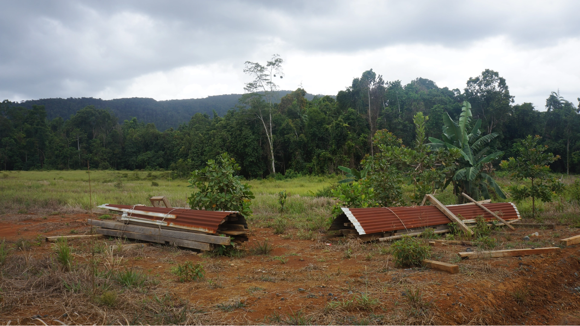 Dismantled shelters on the Mopute people’s traditional land