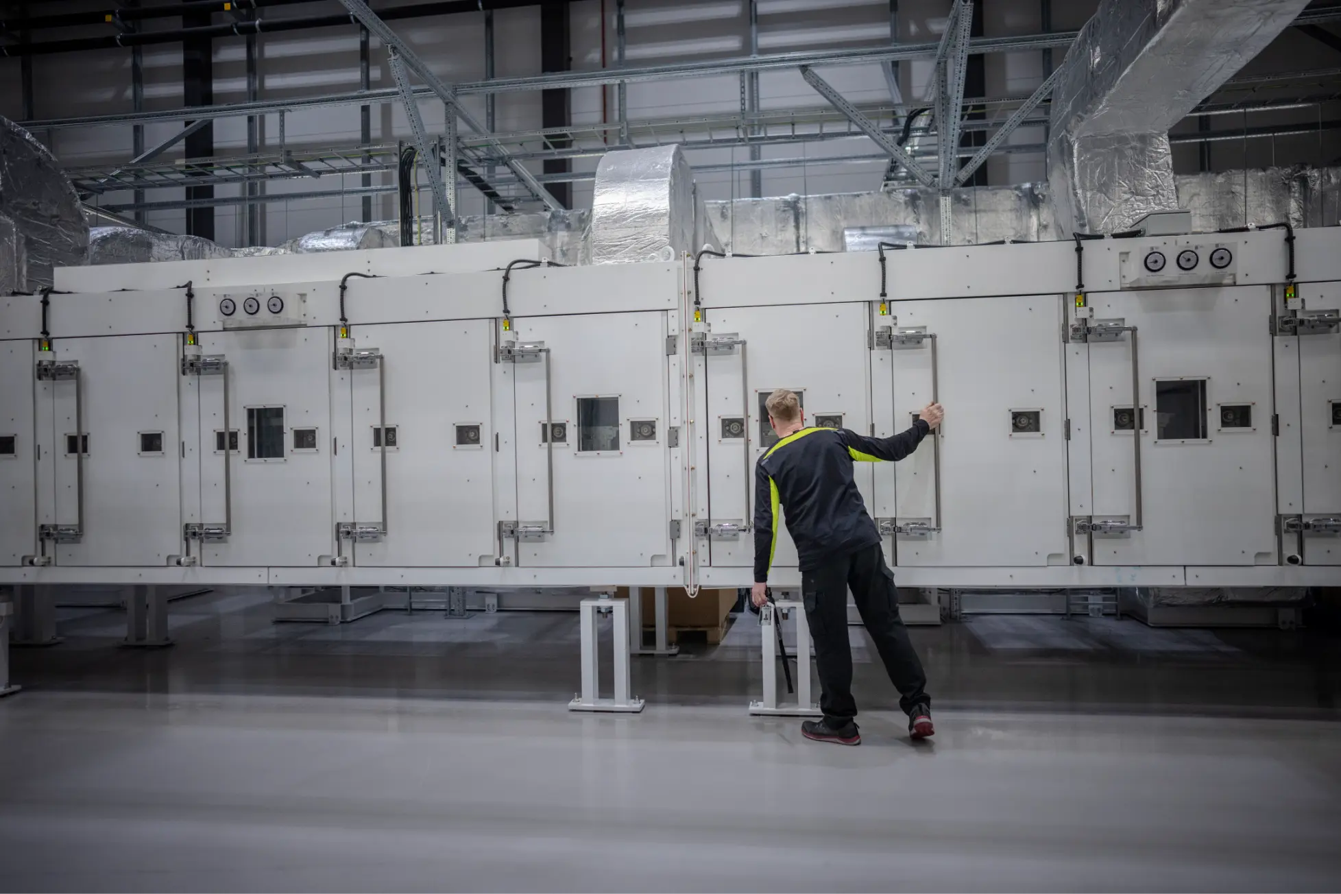 A Northvolt employee at the company’s battery research labs outside Västerås, Sweden